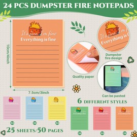 Fullhawl 48 Pcs Dumpster Fire Sticky Notes and Pens Set, 24 Dumpster Memo Pads 24 Emotional Support Pens Employee Appreciation Gifts Supplies for Students Team Office Coworker Staff Employee Teachers