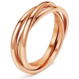 DURSI Trinity - Anillo triple entrelazado para mujeres y niñas y niños, anillo de rompecabezas apilable de cruz de acero inoxidable para ansiedad, anillo de compromiso minimalista, 5, Metal, arenisca