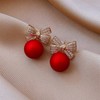 Huge Tomato Christmas Pearl Earring Jackets Pearl Drop Earrings Bowknot