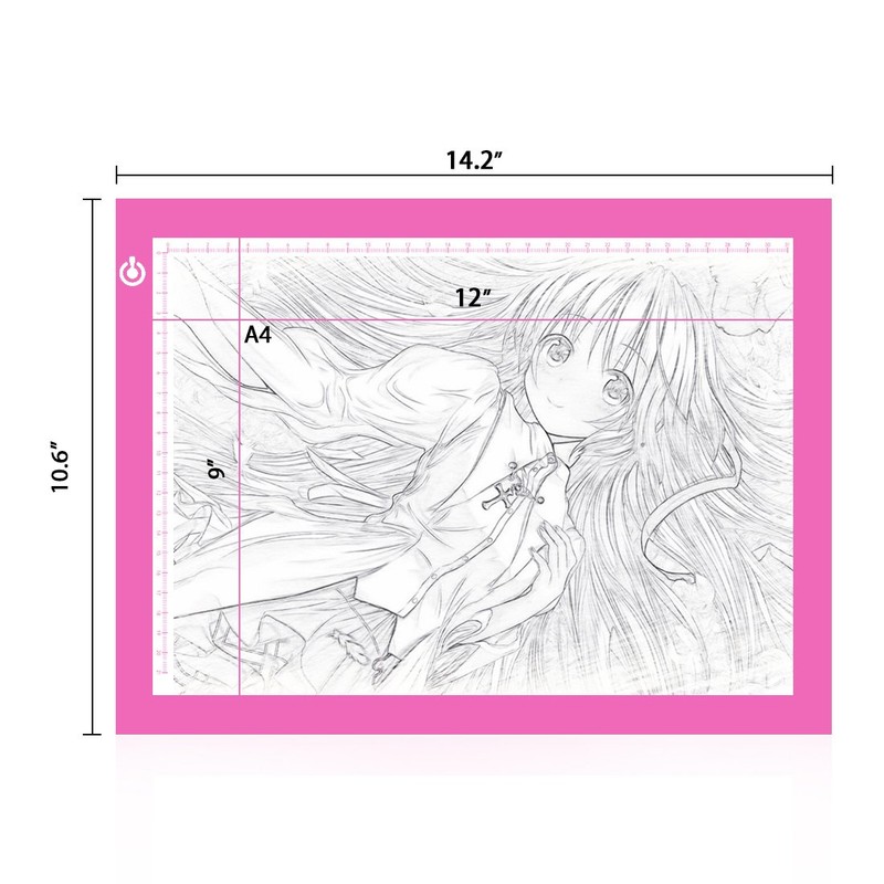 LitEnergy Portable A4 LED Copy Board Light Tracing Box, Pink