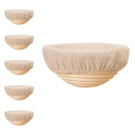Zjyufy 6 Pcs 6 Inch Round Banneton Bread Proofing Basket with Liner Small Banneton Bread Proofing Basket Bread Rising Bowl for Sourdough Bread Baking Making