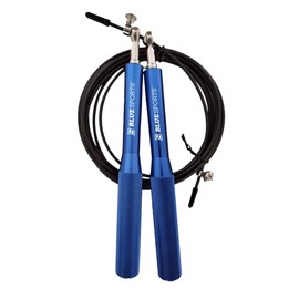 Blue Sports Speed Jump Rope - Training Fitness Skipping Ropes For Men & Women - Aluminum Handles With Steel Wire Cable & Carry Bag
