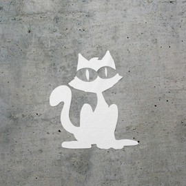 CAT FUNNY ICON SYMBOL (WHITE) (set of 2) Premium Waterproof Vinyl Decal Stickers for Laptop Phone Accessory Helmet Car Window Bumper Mug Tuber Cup Door Wall Decoration