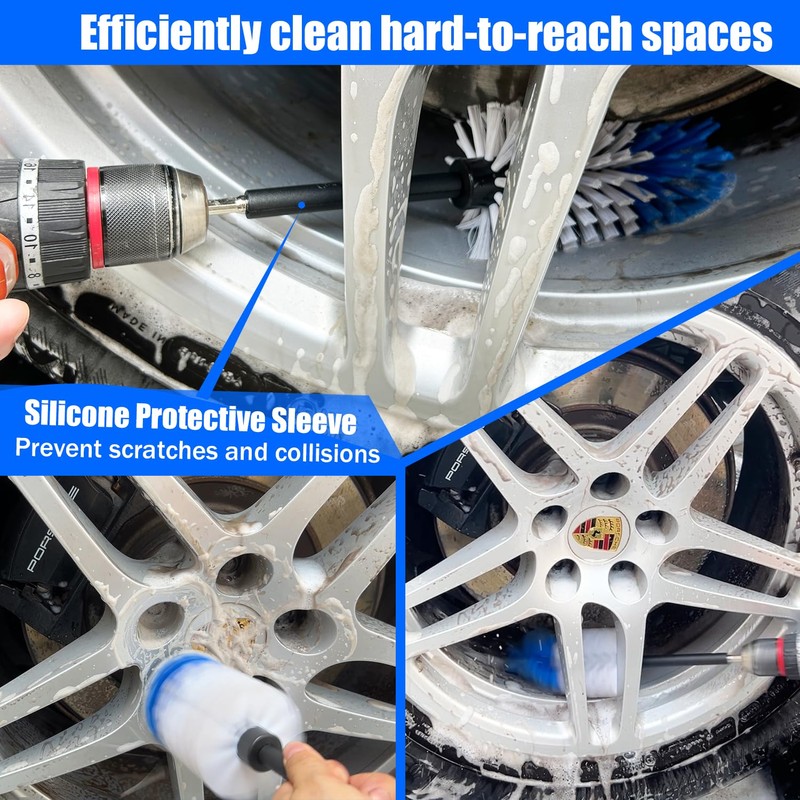 Wheel Brush Kit,Soft Drill Wheel Cleaner Brush, No Scratches Highly