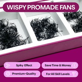 GLAMGAZE 750 Wispy Promade Fans - 9D CC Curl 0.05mm Thickness 11-13mm Mixed Length - Handmade Wispy Eyelash Extensions Loose Premade Lash Fans Soft Spikes Volume Lash Natural Look