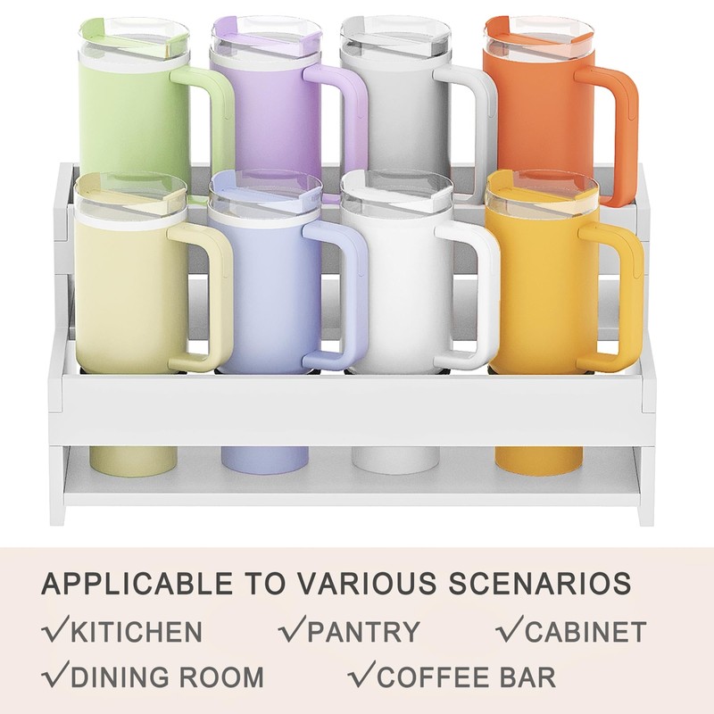yeavs Water Bottle Organizer, 2-Tier Tumbler Holder for 8 Cups,