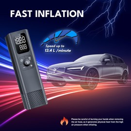 Autolizer T15-A Tire Inflator - 150 PSI Portable Air Compressor with Precise LED Display, Multi-Purpose Design Suitable for Vehicle, Motorcycle, Bicycle, Balls, and Swimming Rings