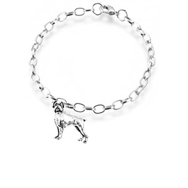 D8 Boxer dog fine lead free English Pewter charm on a belcher link chain anklet bracelet