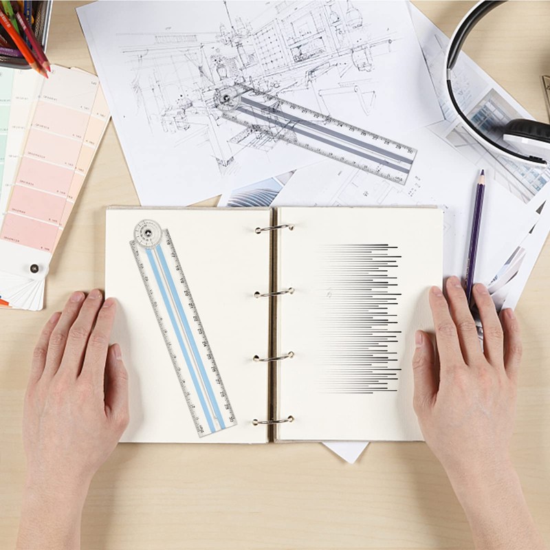 Gukasxi 4 Psc Folding Ruler 30cm Transparent Ruler Foldable Ruler