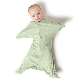 SleepingBaby Zipadee-Zip Baby Swaddle Sack - Roomy Two Way Zipper Swaddles for Easy Diaper Changes and Proper Hip Development - 4-8 Month - Heather Collection Zen Garden Green