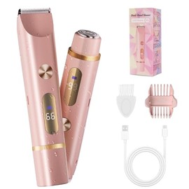 Recortadora de bikini 2 en 1 para mujer, afeitadora de bikini con doble cabeza, depilación corporal y facial, maquinilla de afeitar eléctrica recargab