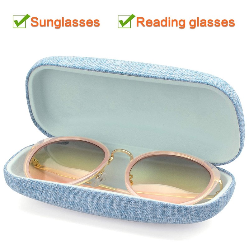Vemiss Hard Shell Eyeglasses Cases, Linen Fabrics Protector Sunglasses Case,