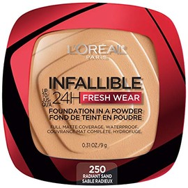 L'Oréal Paris Infallible 24H Fresh Wear, Base de Maquillaje en Polvo con SPF 25+, Alta Cobertura con Acabado Mate, Larga Duración y Control de Brillo,