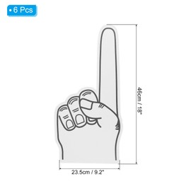PATIKIL Giant Foam Finger 18 Inch, 6 Pack Number 1 DIY Blank Foam Hand Cheerleading Foam Fingers for Sports Events Games Party Supplies, White, Black Line