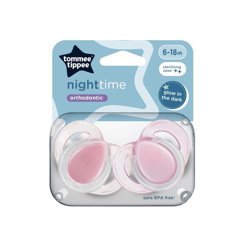 Tommee Tippee Nighttime soother, 6-18 months, 2 pack of glow