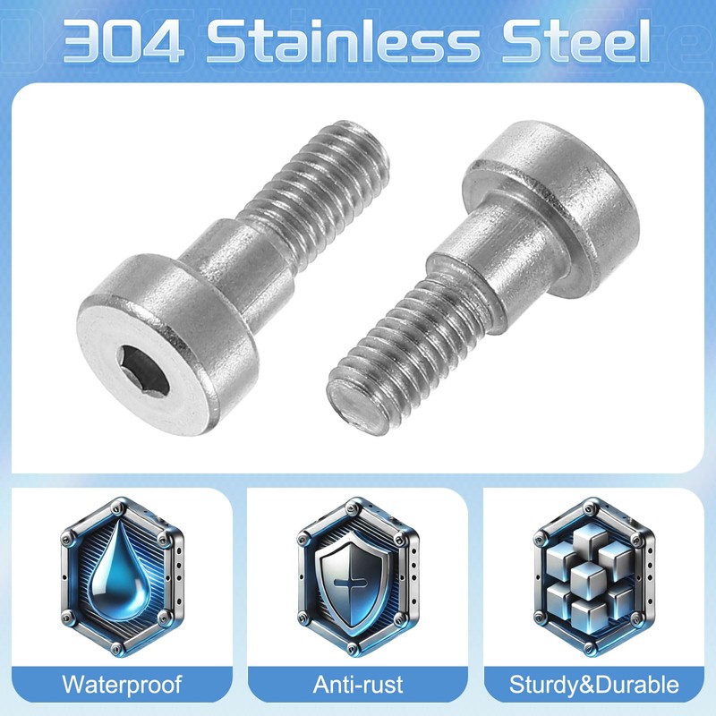 sourcing map 12Pcs 304 Stainless Steel Shoulder Bolt 6mm Shoulder
