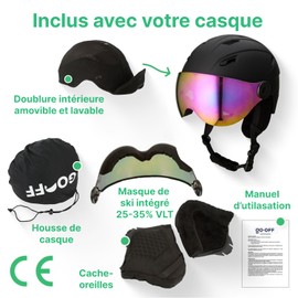 GOOFF Speed Ski Helmet with Visor - Helmet with Ventilation and Protection - Lightweight and Racing Design - Integrated Ski Goggles - for Men and Women - M