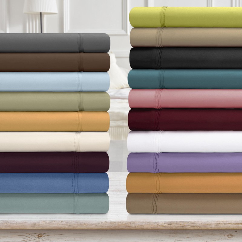 Superior Egyptian Cotton Solid Pillowcases, Standard, Olive Green, 2-Piece Set