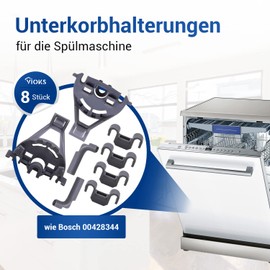 Bearing Set/Clamp Replacement for Bosch Siemens Neff 00428344 428344 for Dishwasher/Dishwasher Mounting Set/Basket Insert/Plate Holder Basket Storage Set for Lower Basket 8 Pieces