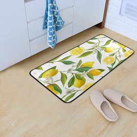 Lemon Flowers Design Non-Slip Soft Kitchen Mats Bath Rug Runner Doormats Carpet for Home Decor, 39" X 20"