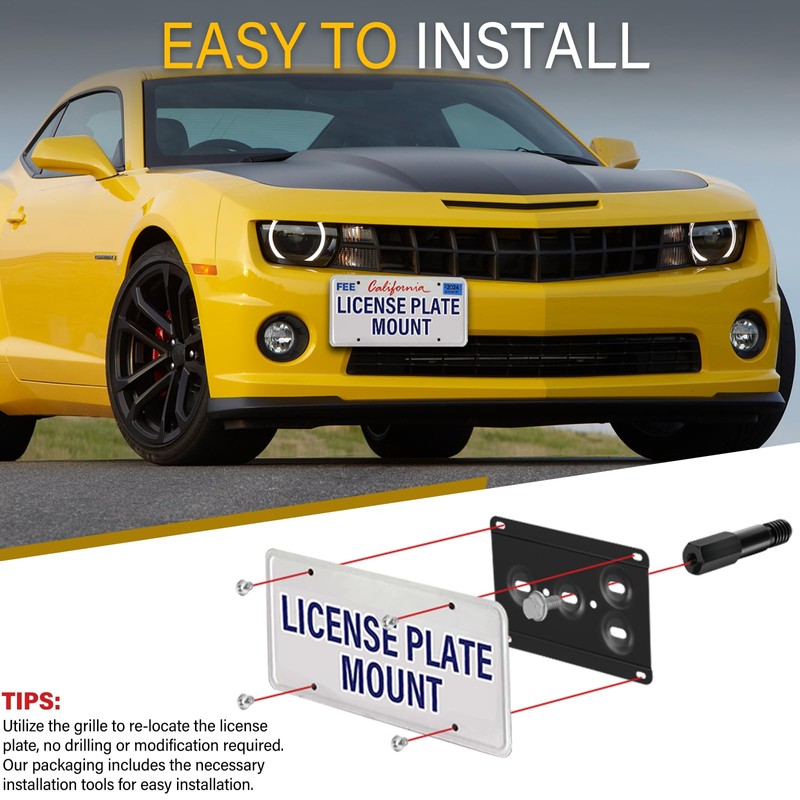 Anti-Theft License Plate Holder Compatible with Chevy Bolt 2016-2022 Chevy