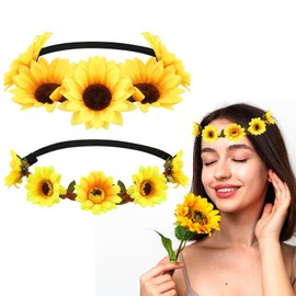 Sunflowers Headband Flower Wreath Hair Headband Sunflower Children's Sunflowers Headband Hair Accessories Fancy Dress Women's Headband Sunflowers Carnival Flowers Headdress Costume Women's Accessory