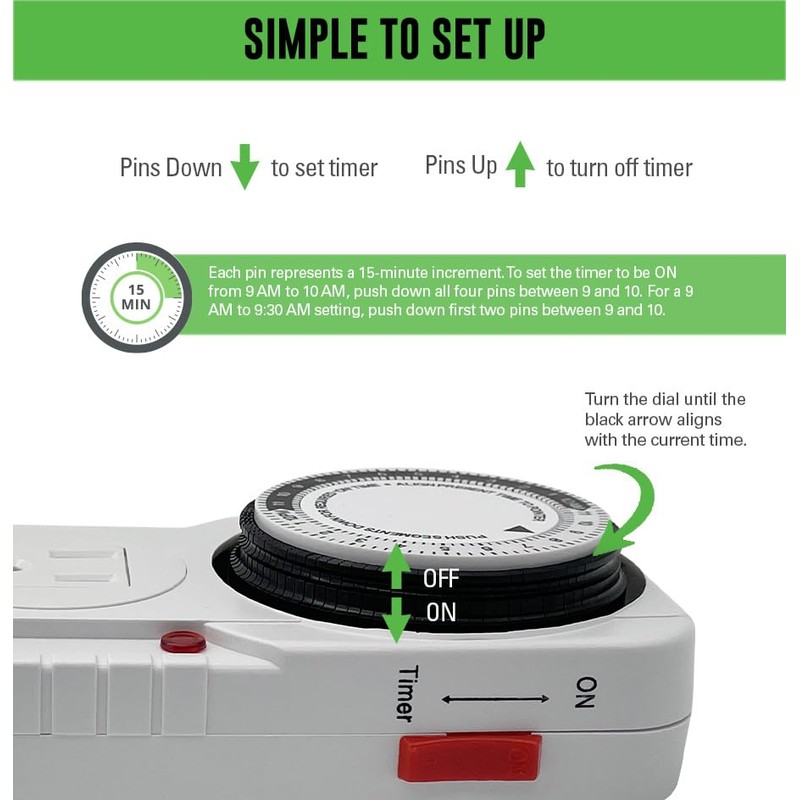 Generic 120V Mechanical Timer with Single Outlet for Aquarium, Grow