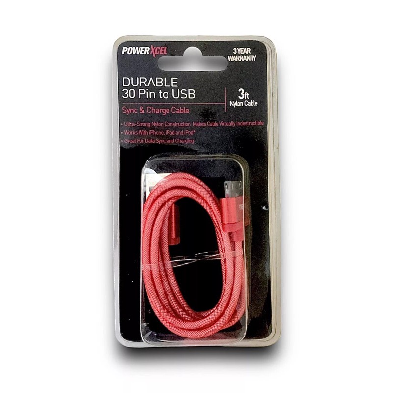For Apple Powerxcel Durable 30 Pin to USB Sync &