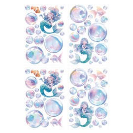 4 Sheets Bubble Wall Decals, Colorful Bubble Wall Cutouts Decal Ocean Decor Sticker Ideal Background Decorations for Bathroom Birthday Under The Sea Mermaid Theme Party(Style 2)
