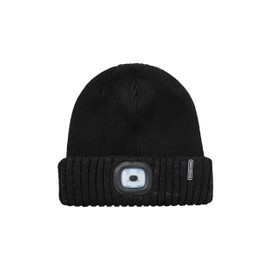 SEALSKINZ | Heydon | Unisex AQUASEALZ® Waterproof Cold Weather LED Roll Cuff Beanie Hat |Everyday & Outdoor Activities | Fleece Lining Black