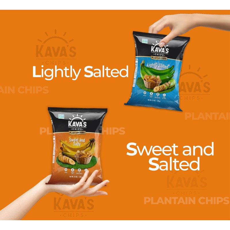 Kava's Plantain Chips, Sweet & Salty Chips - 8 Packs