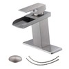 BWE Waterfall Bathroom Faucet Brushed Nickel with Pop Up Drain