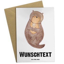 Mr. & Mrs. Panda Personalisierte Grußkarte Otter Muschel - Personalisierte Geschenke, Grußkarte selbst gestalten, Fischotter, Büro, Personalisierte