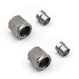 KRD PERFORMANCE Stainless Steel Hardline Fitting 4AN Female Tube Nut and Sleeve for 1/4 (6.3mm) OD alloy Tube Hose Fuel Line Fitting Adapter, Pack of 2