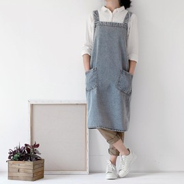 Decorative Apron Denim Jeans Work Apron Work Clothes Unisex Distressed Washed Plain, blue (light)