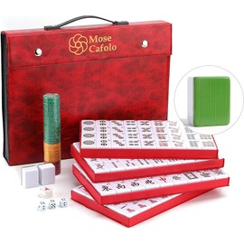 Mose Cafolo Professional Chinese Mahjong Game Set 146 Numbered Large Size Tiles with Carrying Travel Case, Complete Mahjong Tiles Set (Majiang, Mah-Jongg, Ma Jong)