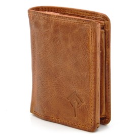 JOREY Slim Men's Genuine Leather Wallet - Small Wallet in Portrait Format with RFID Protection - Compact Wallet Made of Washed Leather, brown, S, Casual