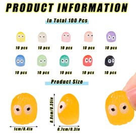 YSUY 100 PCS Colorful Luminous Mini Soot Sprites Resin Animals, Multicolor Glow in Dark Tree Elves Fairy, Miniature Fairy, Garden Accessories, Luminous Ghost Kit for Outdoor Statues and Decor