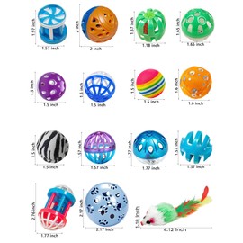 HEUHAI 15-Piece Cat Toy Set for Kittens and Indoor Cats (1.5'' - 2.2'')