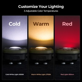 BougeRV AL05 PRO KIT Work Light with Stand and Lampshade, 1500LM Rechargeable Camping Light, 13500mAh Battery LED Light, Magnetic Lantern for Car Repair, Camping, Emergency