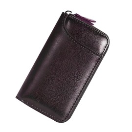 DUSCOKE Leather Car Key Chain Bag with Zipper & 6 Metal Hooks – Universal Remote Key Fob Holder, Coin Case Keyring Wallet Car Keychain Protector Case for Men and Women (Coffee)