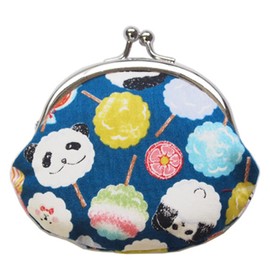 Keisuu Coin Case, Panda, Cotton, Pouch, 3.3 x 3.7 inches (8.5 x 9.5 cm), 2.6 Size, Coin Purse, Wallet, Japanese Goods, Panda Candy, Navy Blue