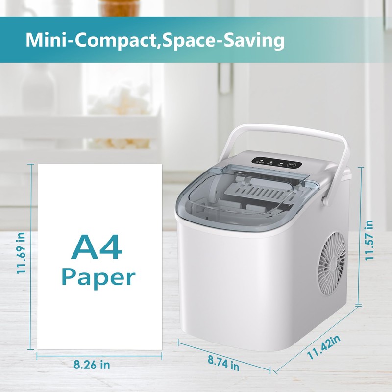 EUHOMY Countertop Ice Maker Machine with Handle, 26lbs Per Day,