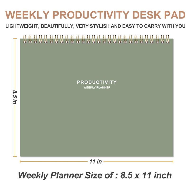 Weekly Productivity Planner - 8.5" x 11" Dashboard Desk Notepad