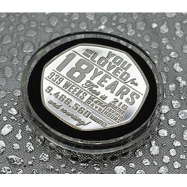 The Commemorative Coin Company 18th Birthday Silver Commemorative in Capsule. Gift/Present Congratulations/Party/Celebration/Ideas. Celebrating 18 Years