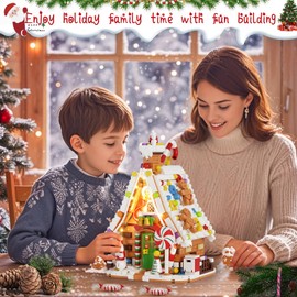 itshWOee Christmas Gingerbread House Lighting Building Set, Fairy Christmas Village House Collection Lighted Building Toys, Ideal Gifts for Xmas, Home Decor Adult Kids 6+