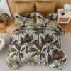 WONGS BEDDING Botanical Comforter Set Queen, 7 Pieces Tropical Green