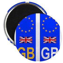 CafePress EU Number Plate Identifier For Great Britain Magnets 2.25" Round Magnet, Refrigerator Magnet