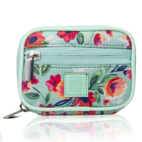 Made Easy Kit Pill Case - Weekly Medicine Organizer with Removable Seven-Day Vitamin & Supplement Box (Teal Floral)