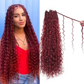 Boho Crochet Braids Pure Protein Fiber Close to Human Hair 24 Inch Goddess Box Braid with Soft Curls Bohemian Braids Crochet Hair for Black Women (24Inch BUG)